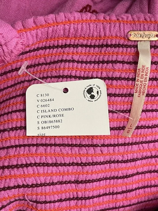 NWT Free People Tory Embroidered Mini Dress Pink Smocked Floral Boho Size Large - Picture 14 of 16